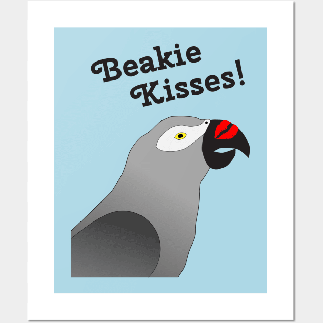 Beakie Kisses African Grey Parrot Wall Art by Einstein Parrot